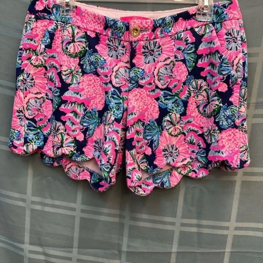 Lilly Pulitzer Pink and Blue Floral High Waist Shorts